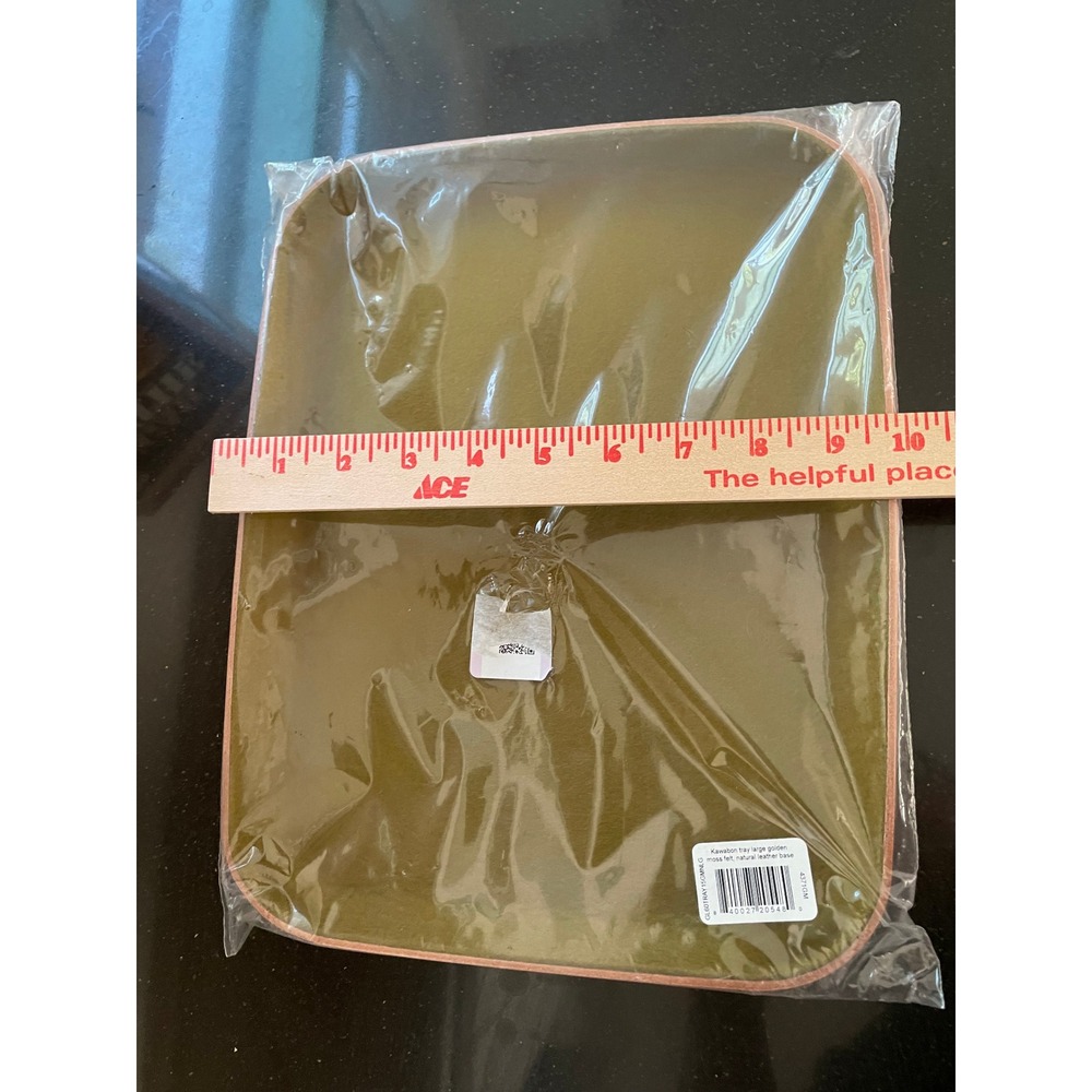 Graf Lanz Kawabon Tray Large Golden Moss Felt Natural Leather Base New - Picture 4 of 5